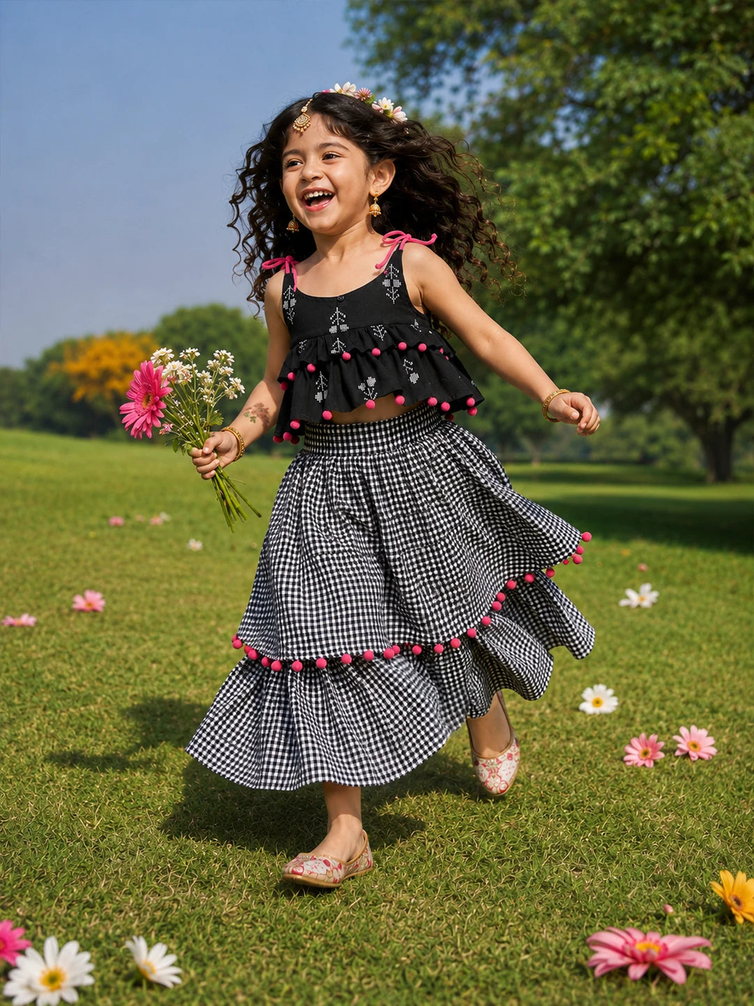 Pom-Pom Top Skirt Set
