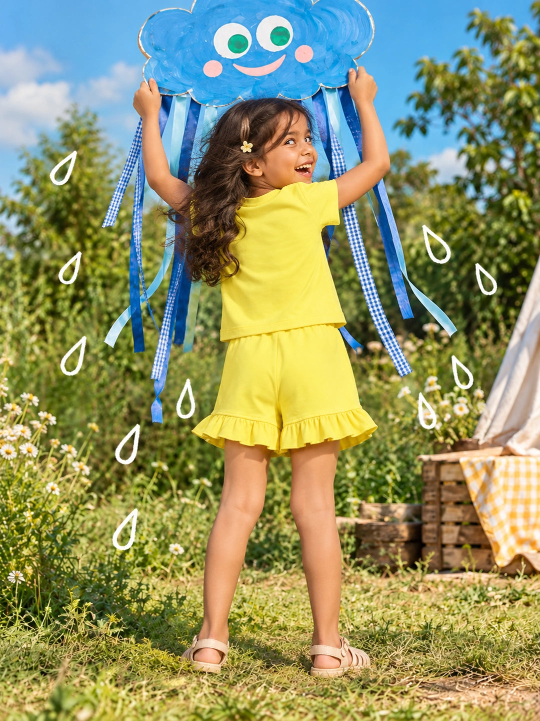 Playful Yellow T-Shirt & Shorts Set