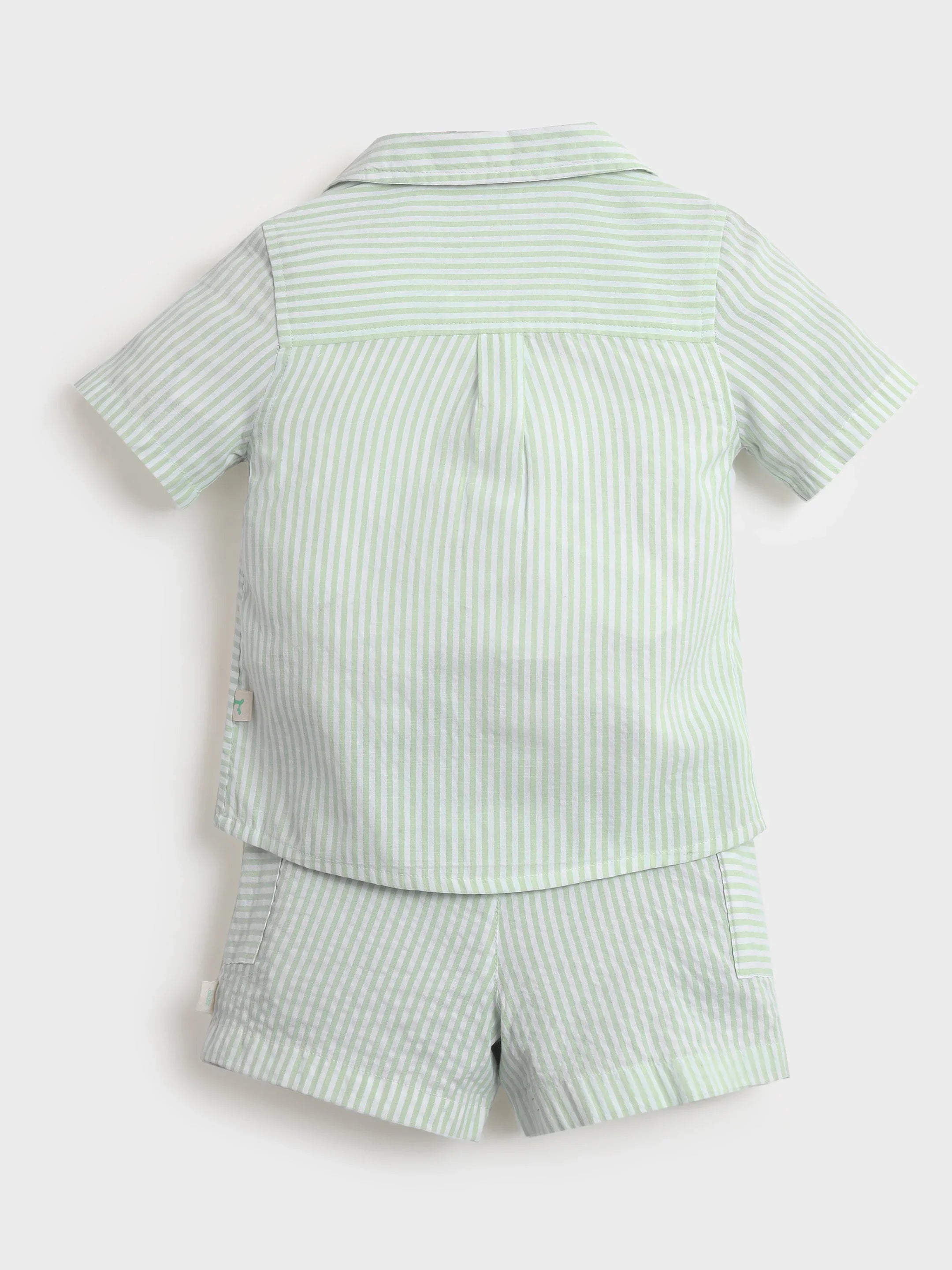 Mint Striped Shirt & Shorts Set