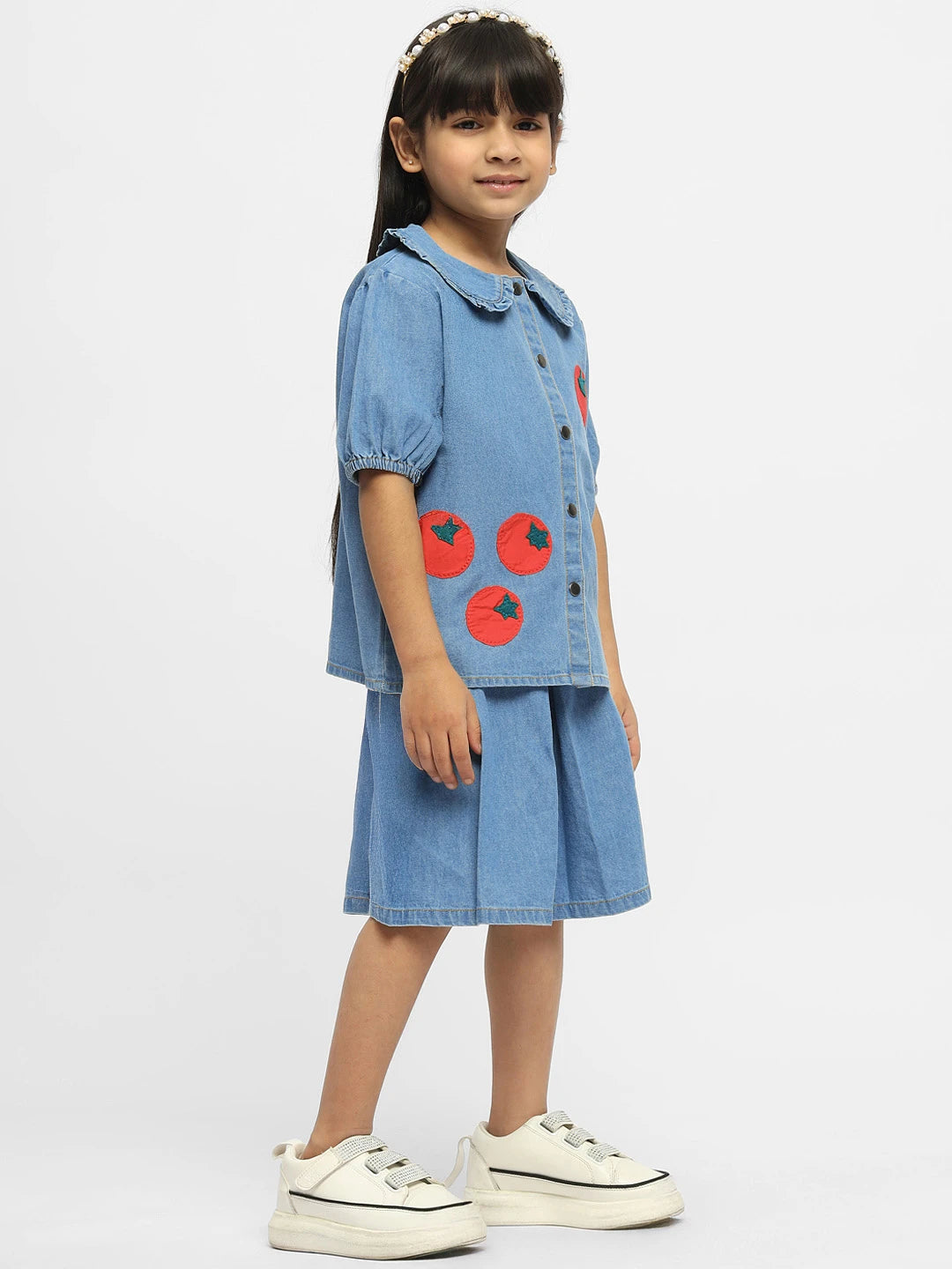 Tomato Cotton Denim Top & Skort Set