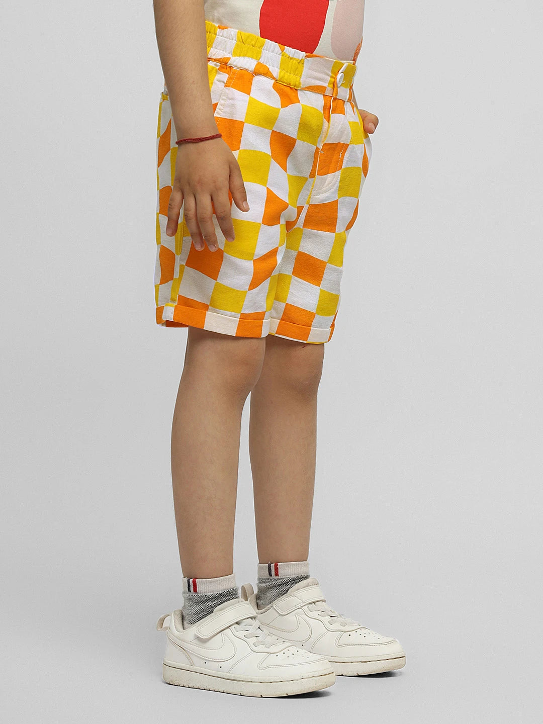 Citrus Checked Cotton Shorts