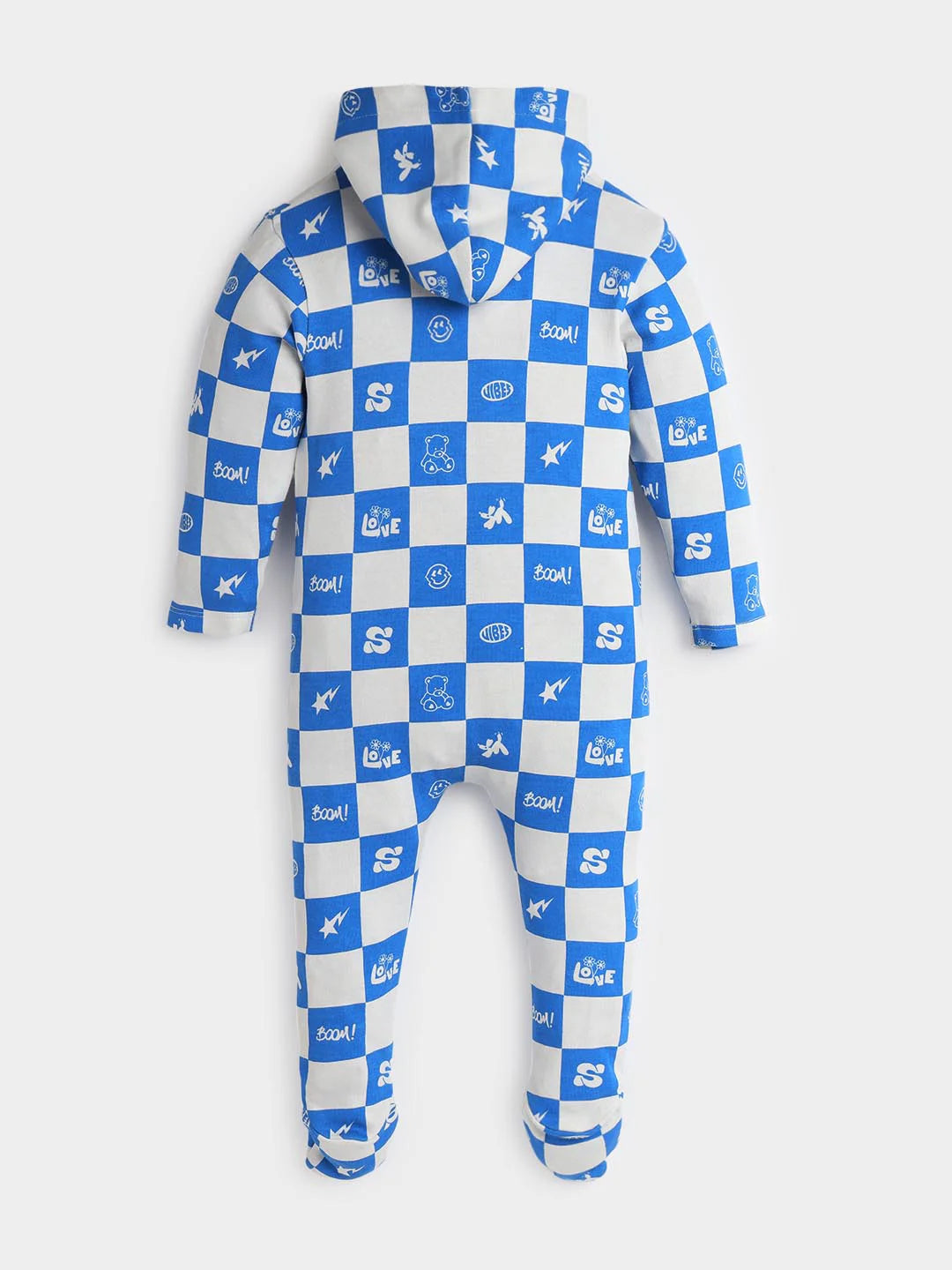 Love Boom Printed Cotton Sleepsuit With Mittens