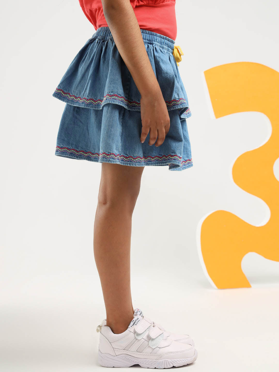 Embroidered Denim Skirt