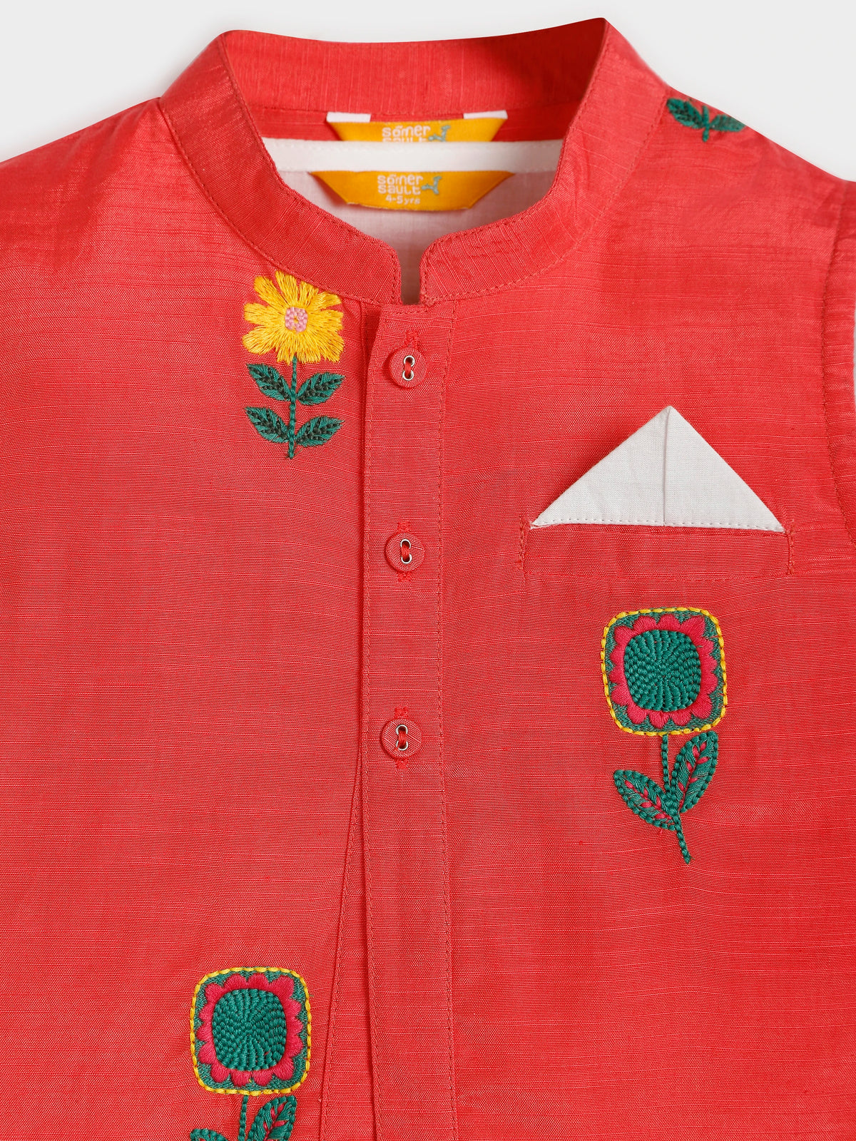 White Kurta Pajama with Pink Jacket Set