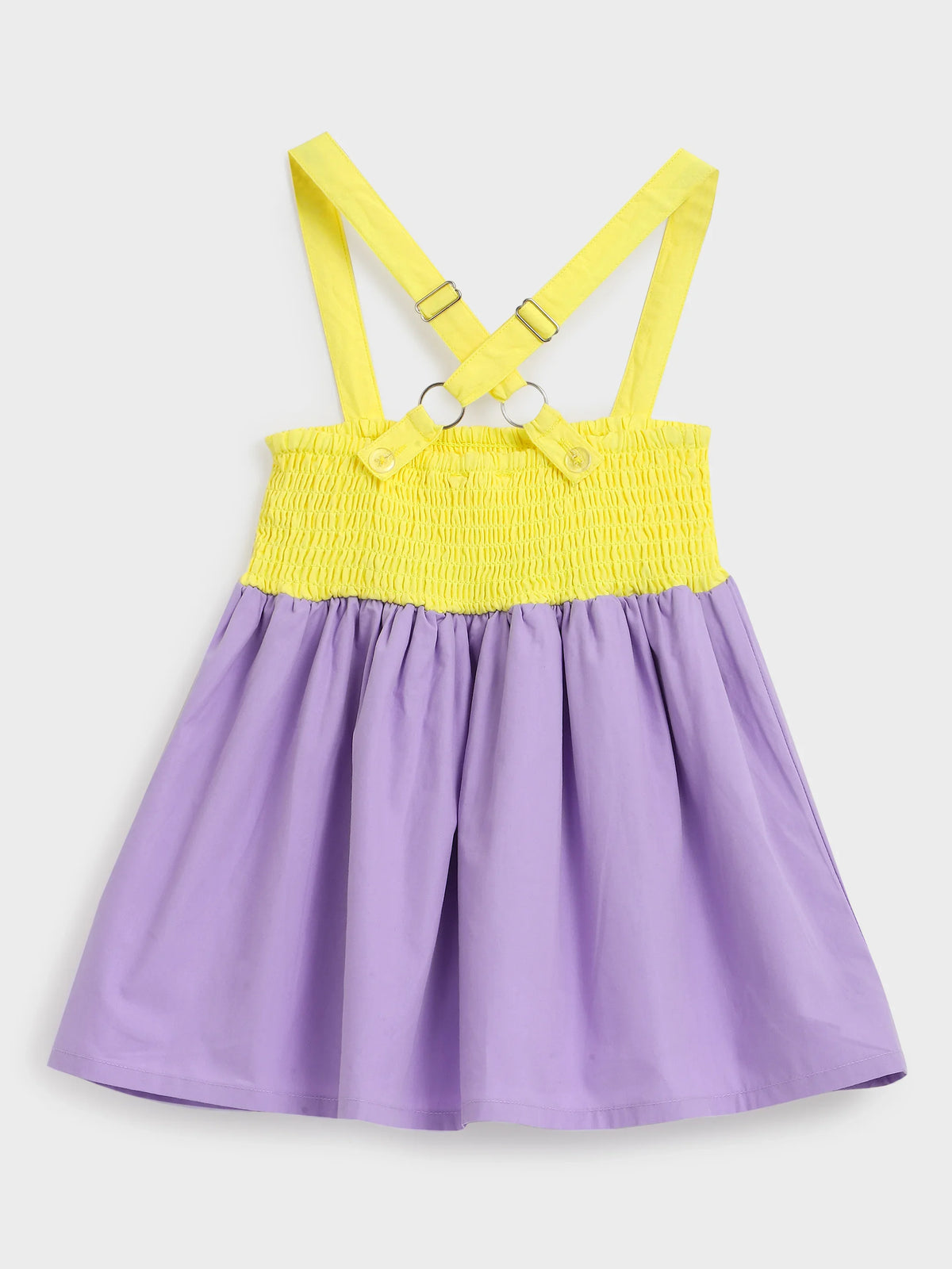 Lavender Smocked Strap Top with Lemon Embroidery