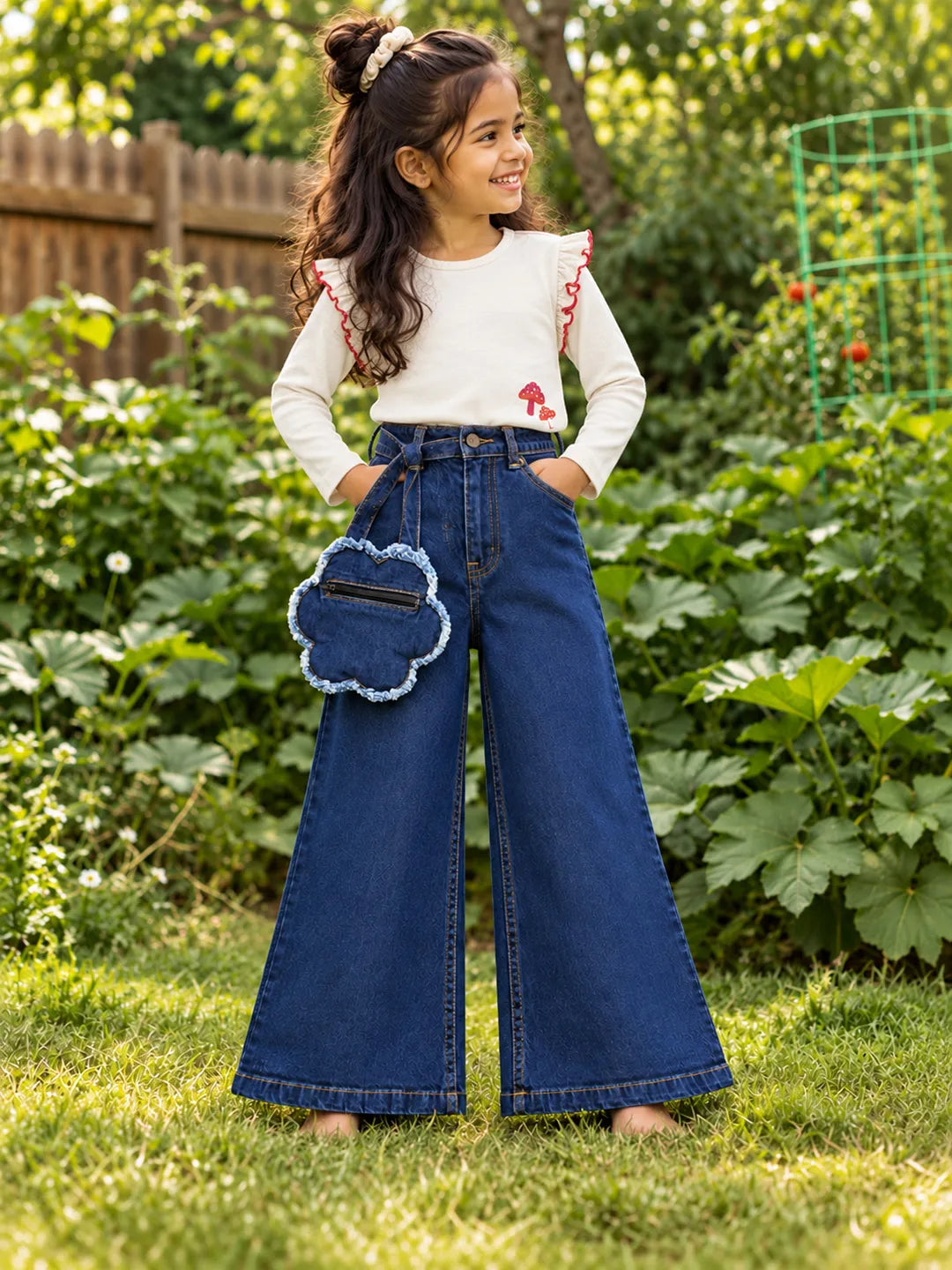 Wide Leg Denim with Fanny Bag