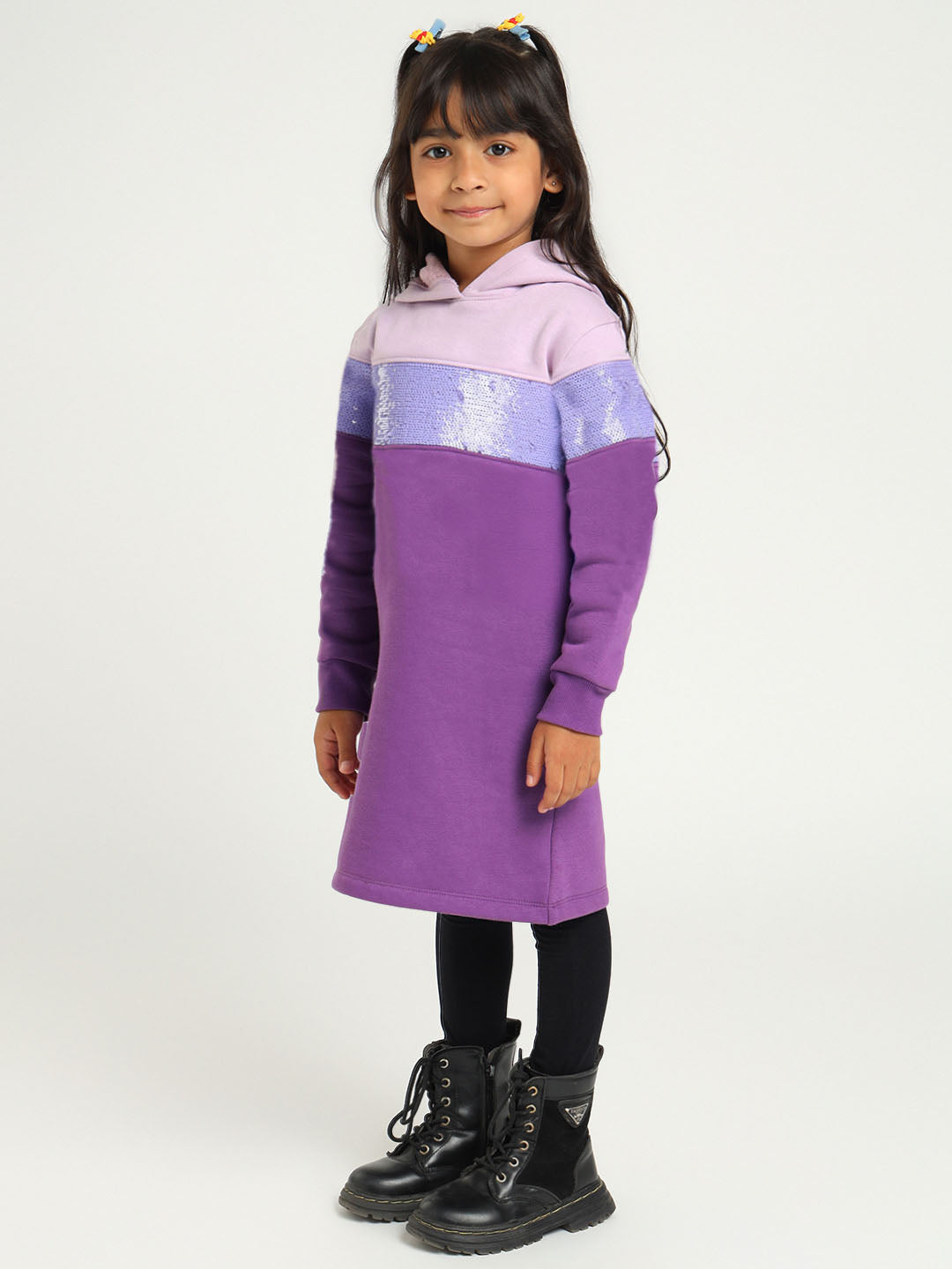 Sequined Hooded Sweatshirt Dress