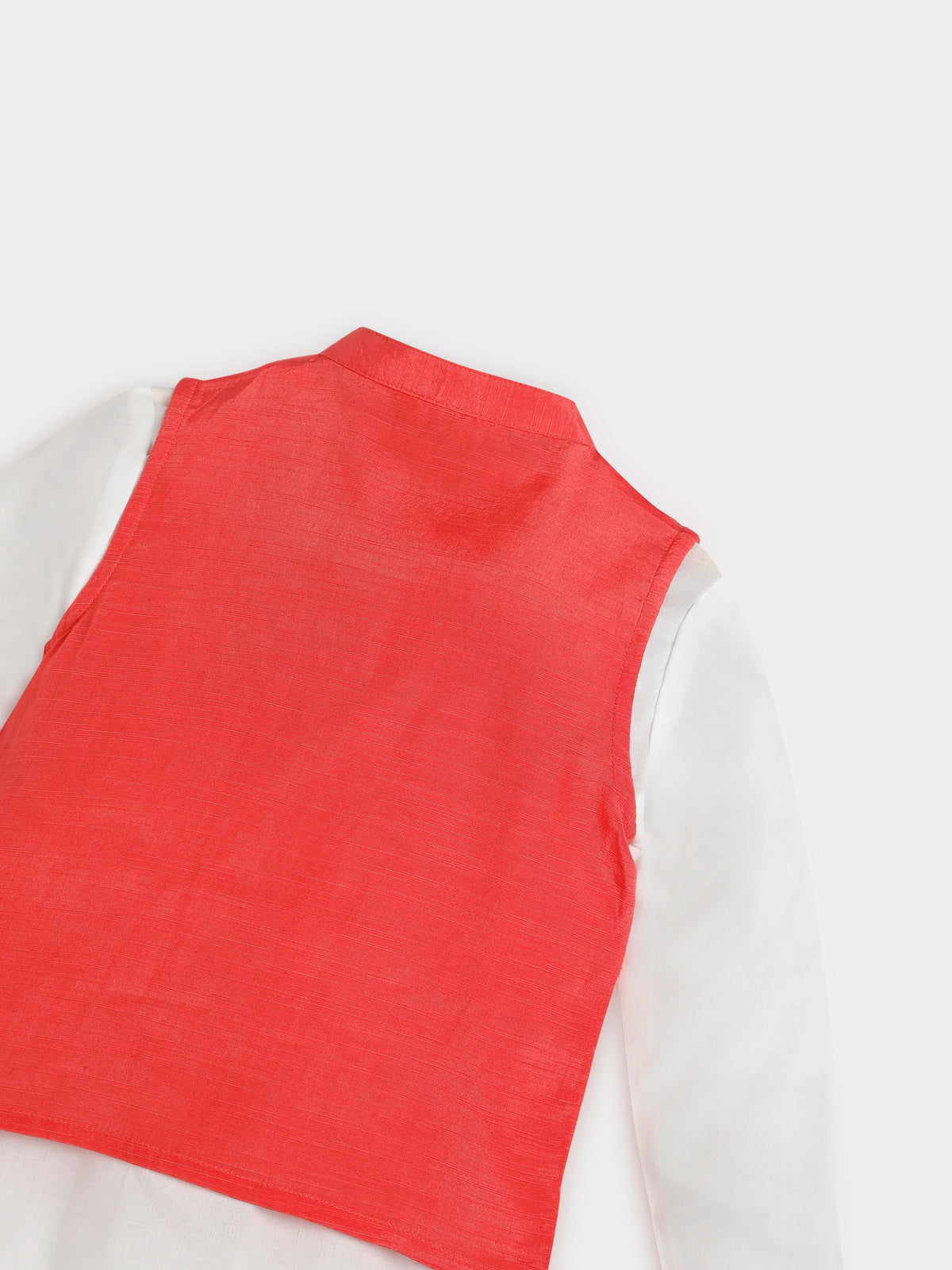 White Kurta Pajama with Pink Jacket Set