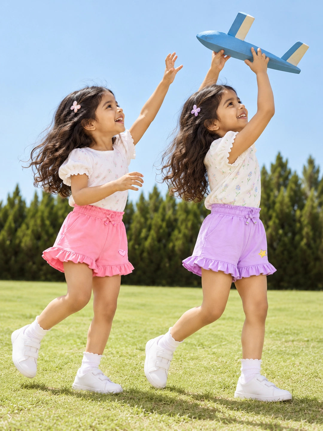 Pack of 2 Girl's Ruffle Shorts