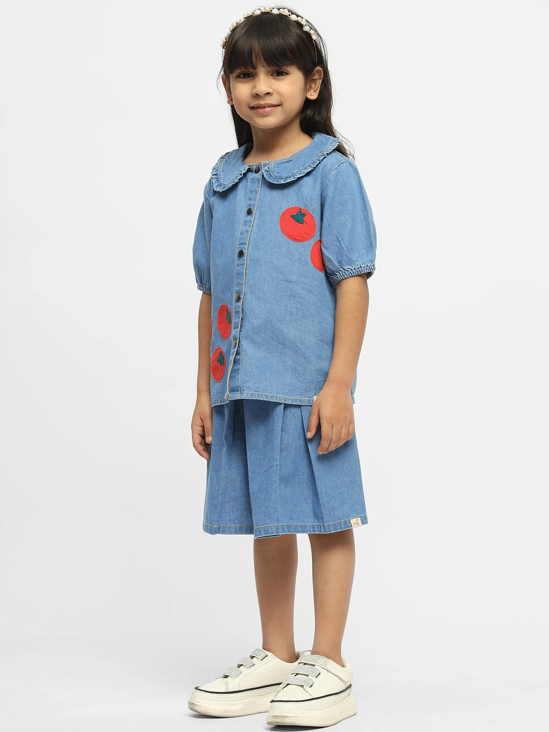 Tomato Cotton Denim Top & Skort Set