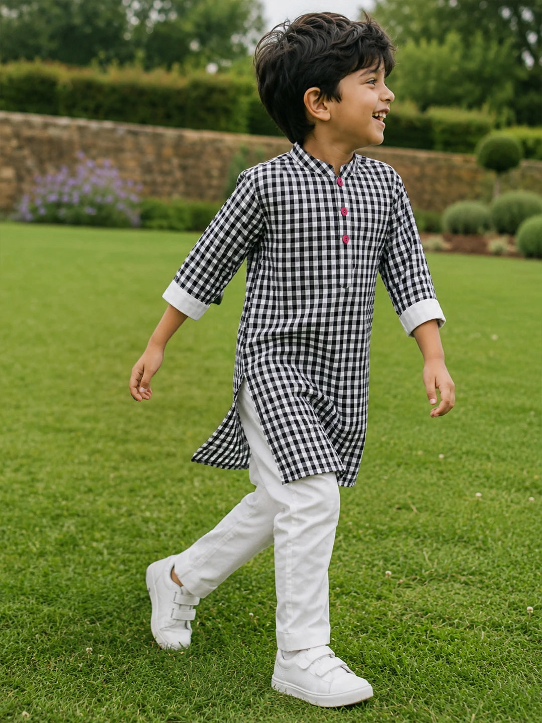 Black Gingham Kurta