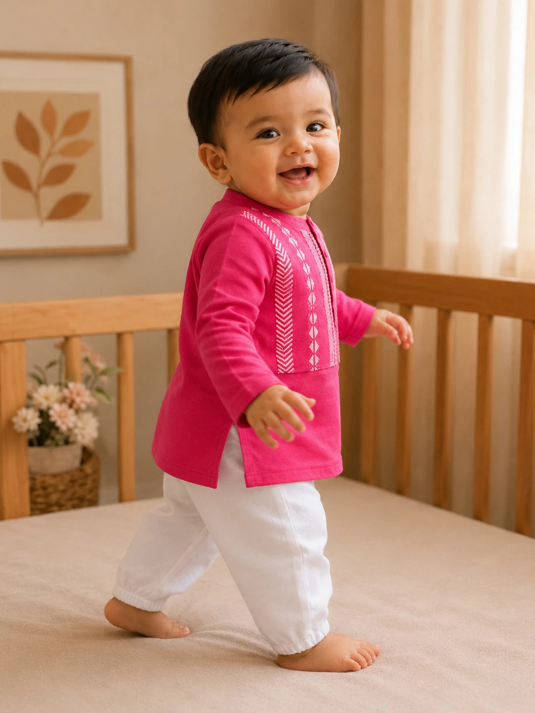 Embroidered Pink Kurta Set