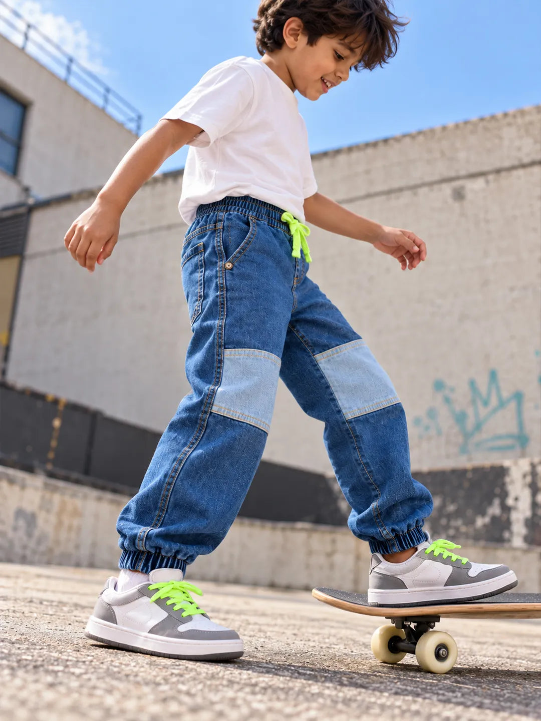 Knee Patch Denim Joggers