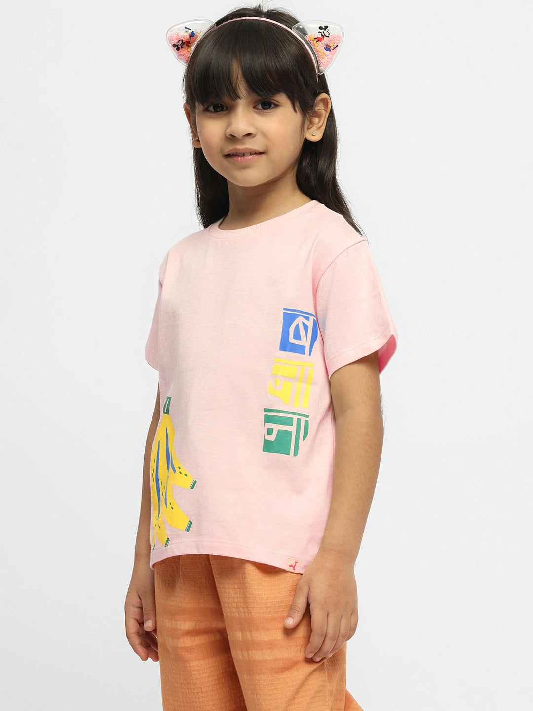 Banana Drop Shoulder Cotton Tee- Pink