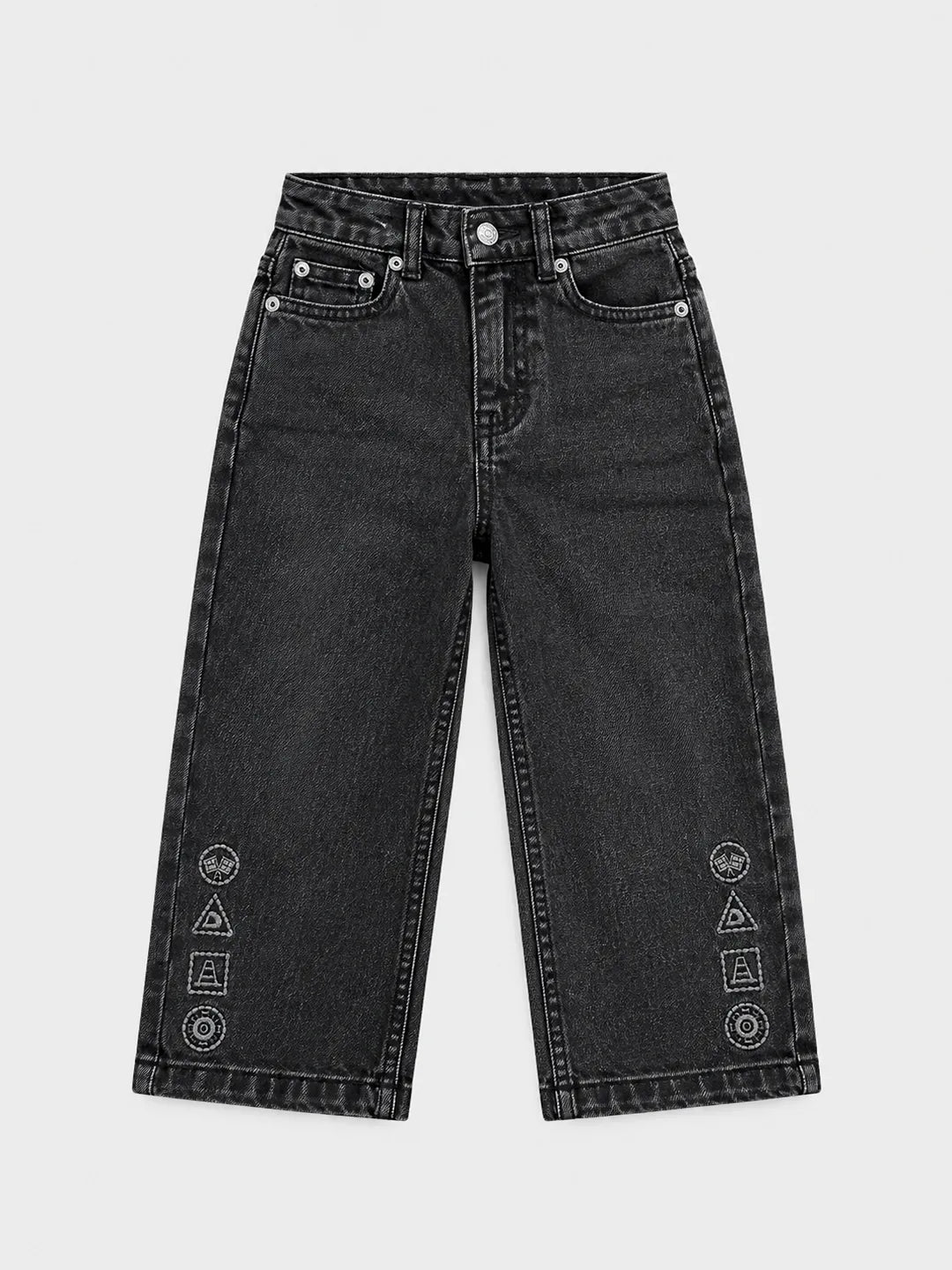 Black Side Embroidered Denim