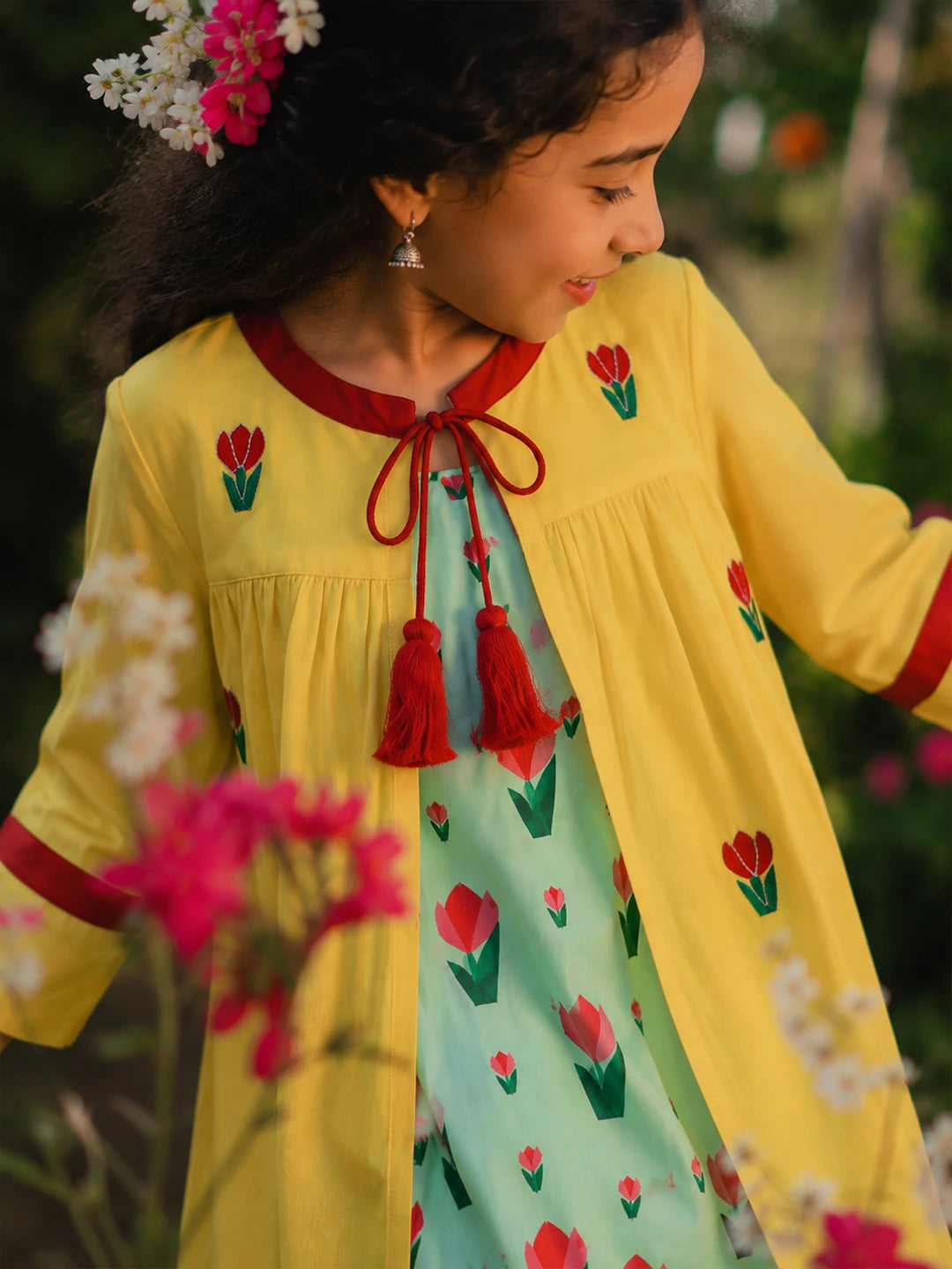Dress With Yellow Shrug