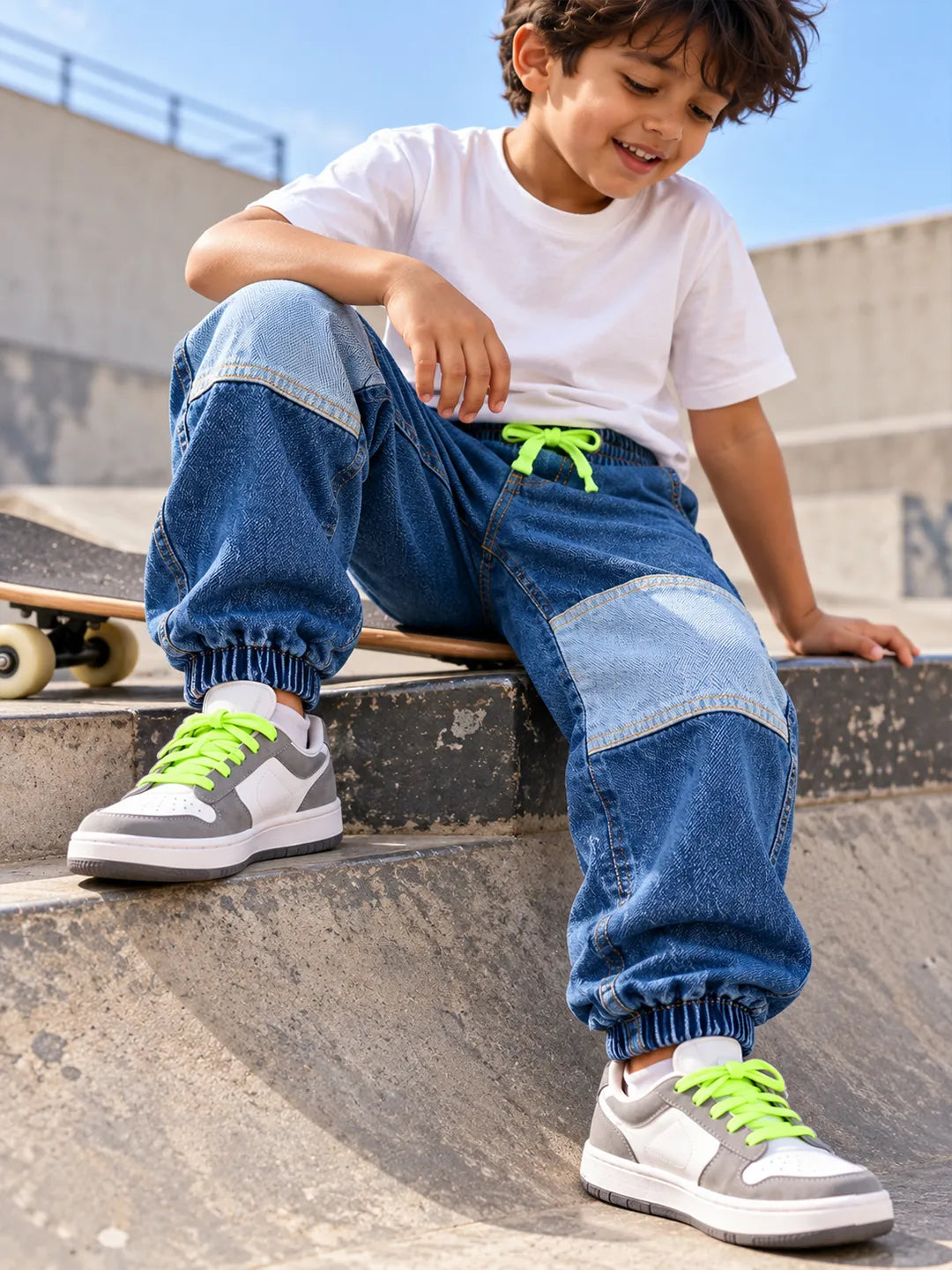 Knee Patch Denim Joggers