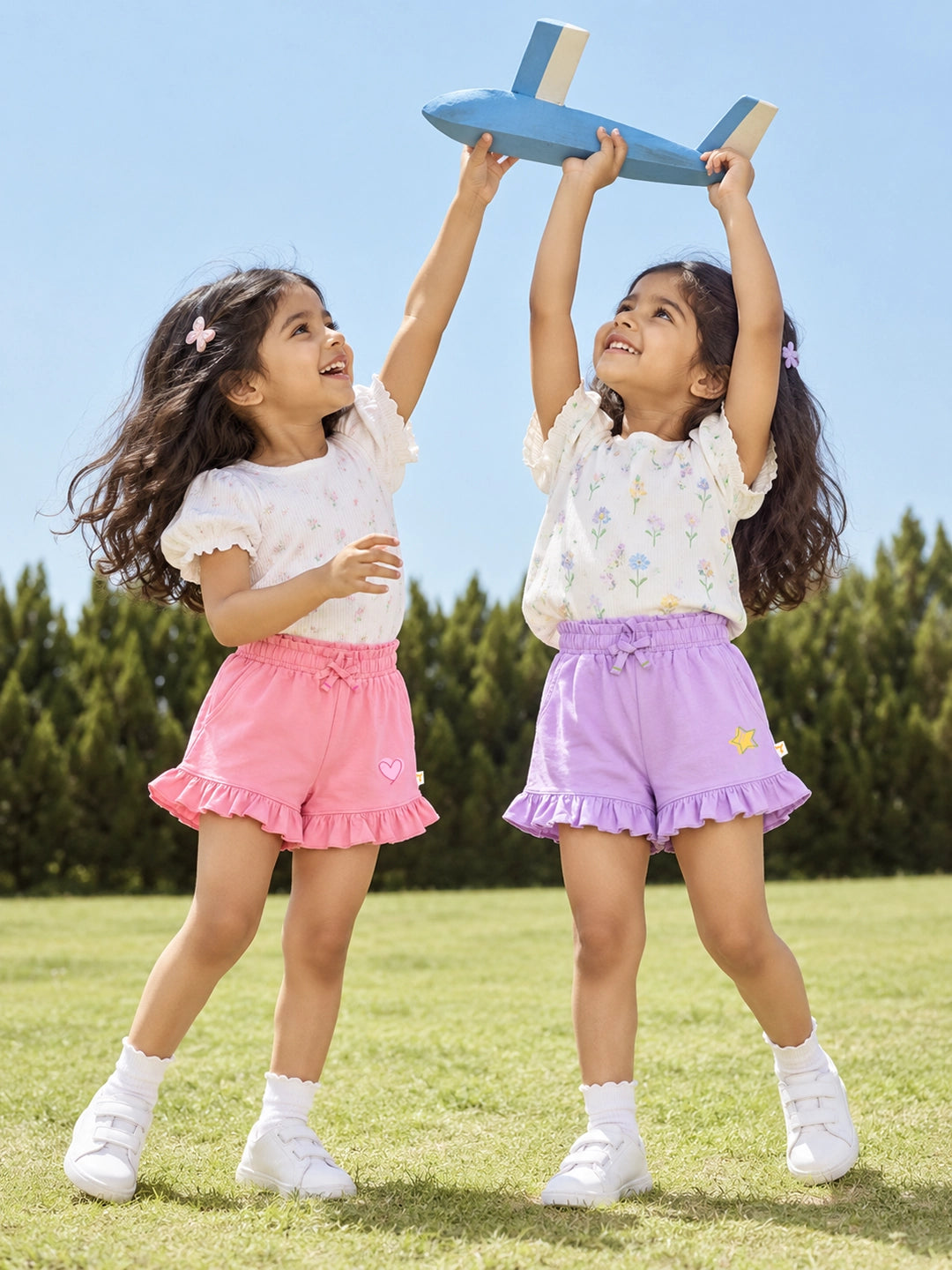 Pack of 2 Girl's Ruffle Shorts