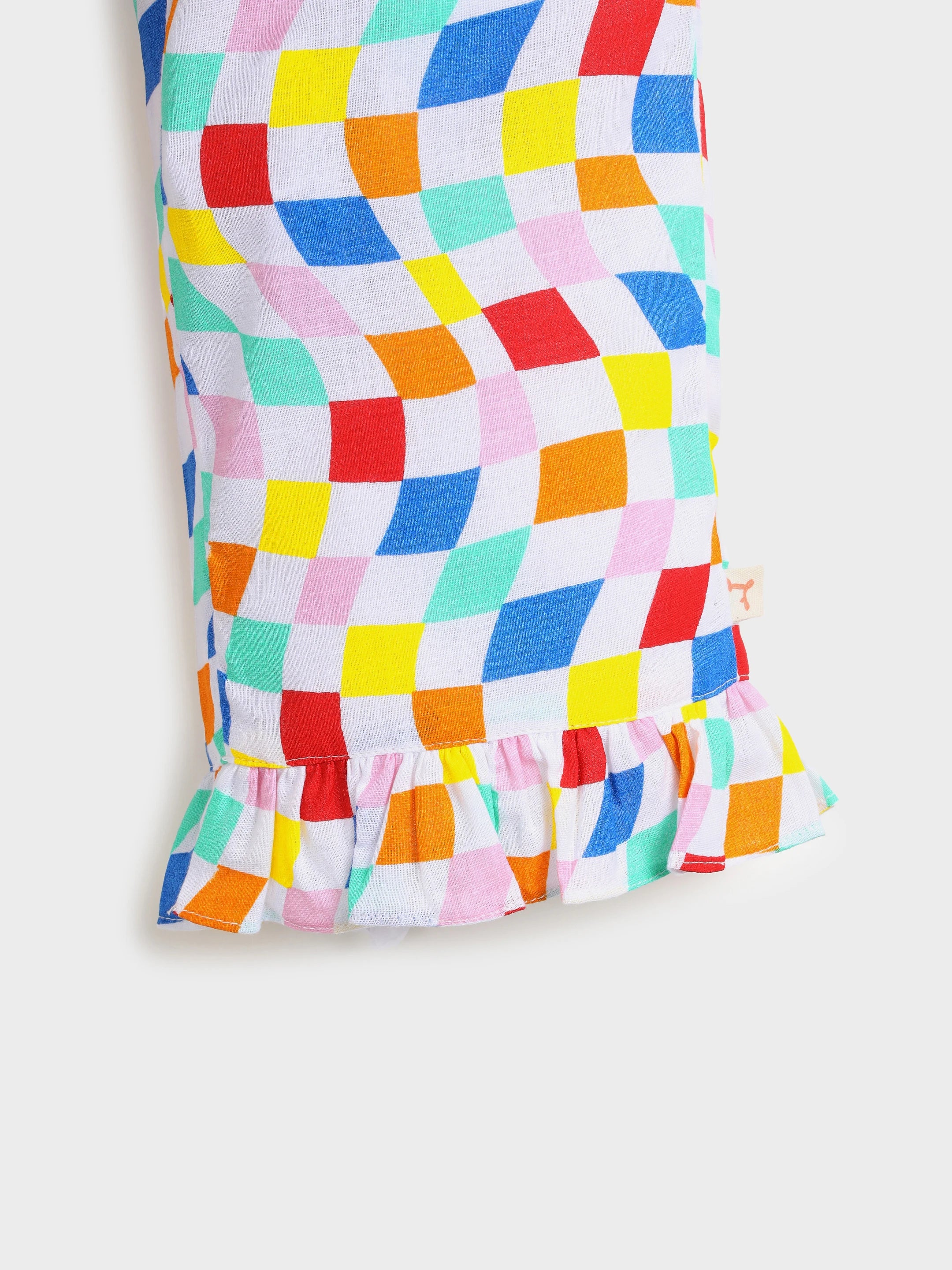 Embroidered Top with Checkered Pant