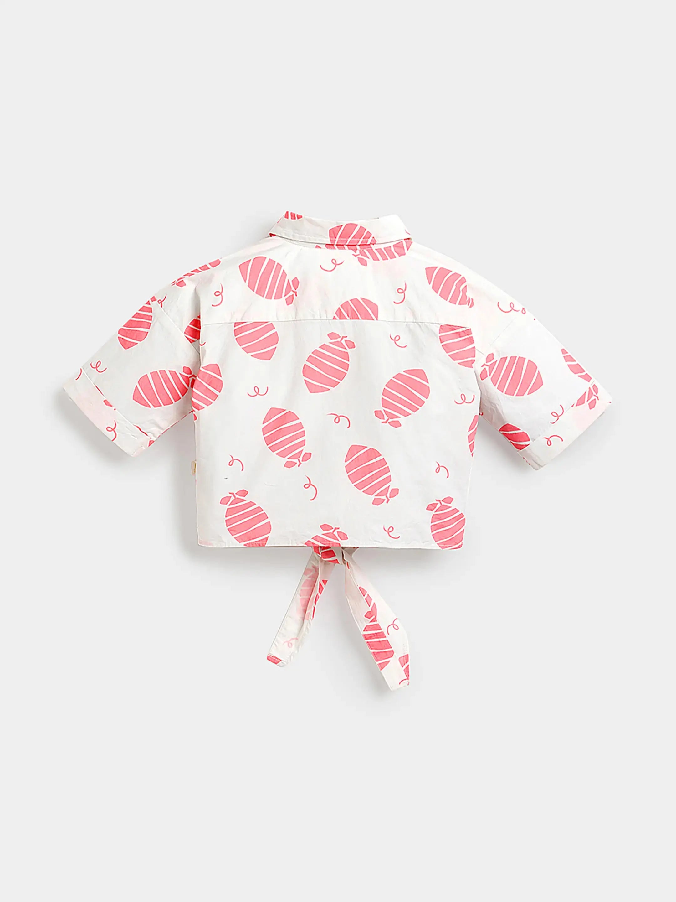 Pink Lemon Tie-Up Shirt & Scallop Denim Set