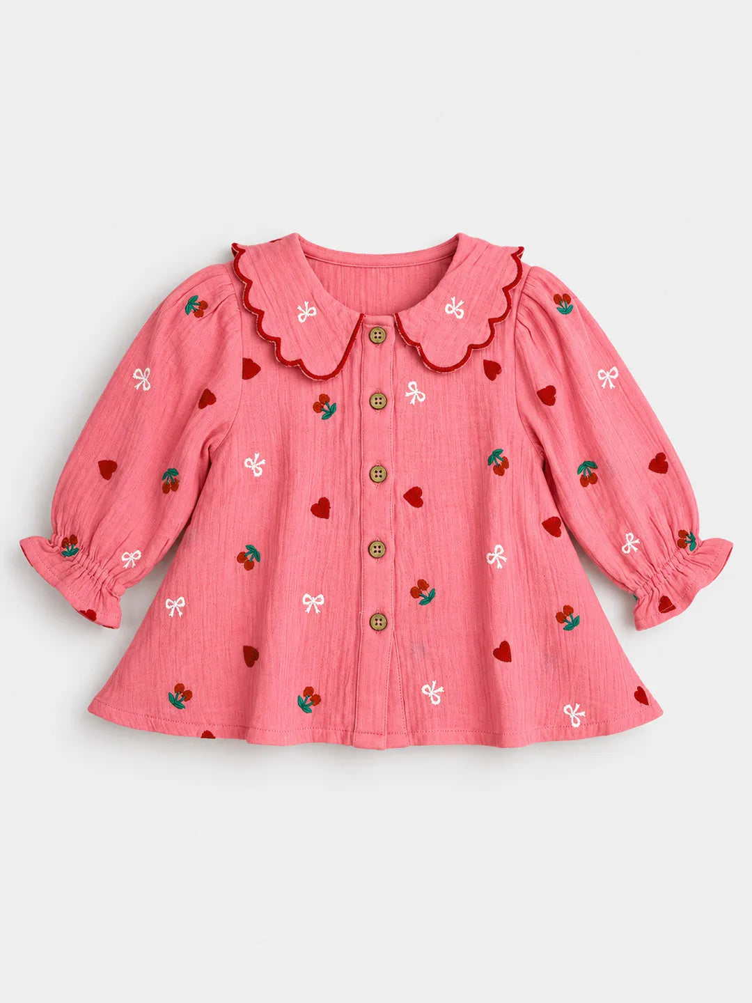 Cherry Scallop Collar Top