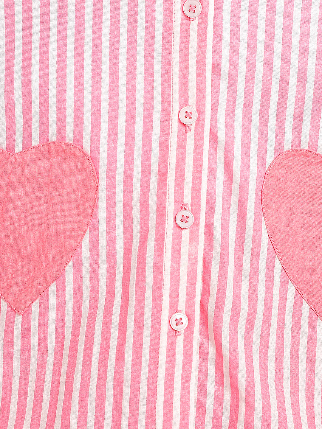 Pink Stripe Heart Print Shirt & Shorts Set