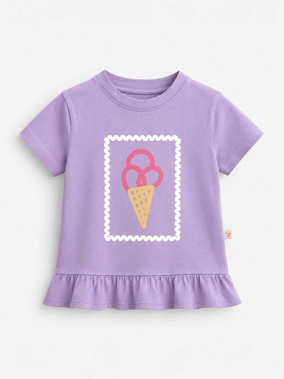 Printed Frill Hem Tee