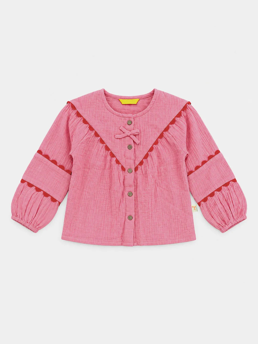 Pink Double Cloth Full Sleeves Top