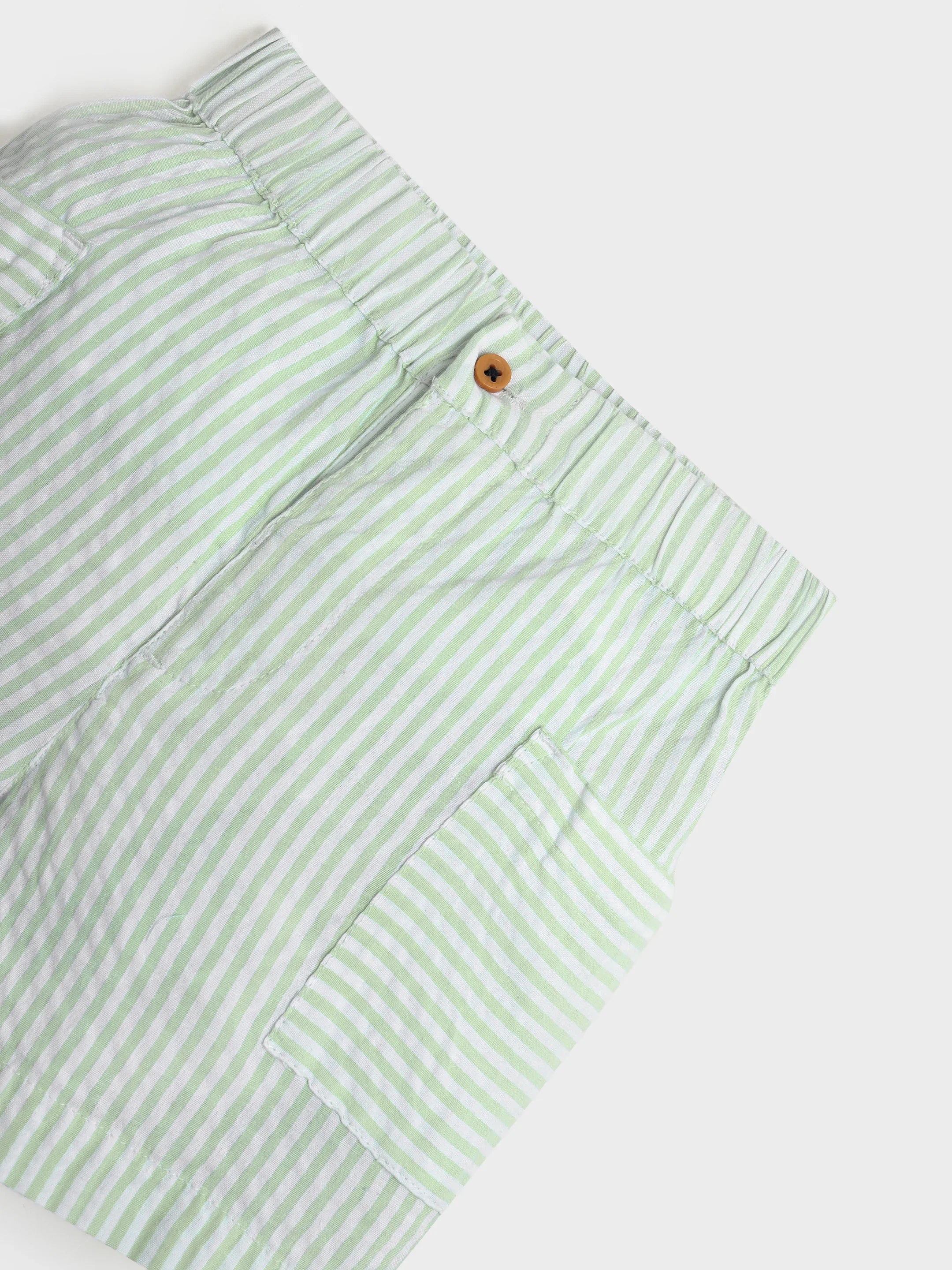 Mint Striped Shirt & Shorts Set
