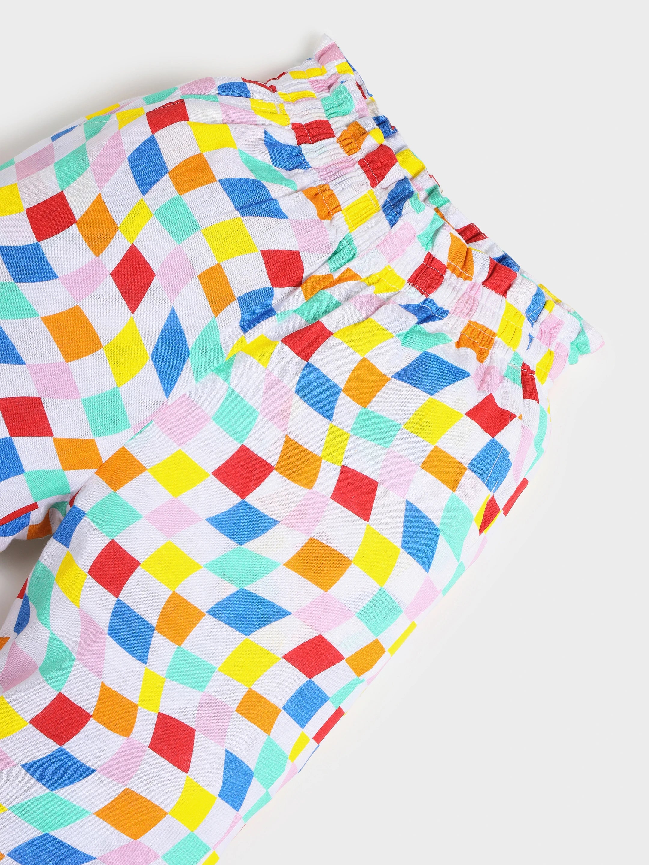 Embroidered Top with Checkered Pant