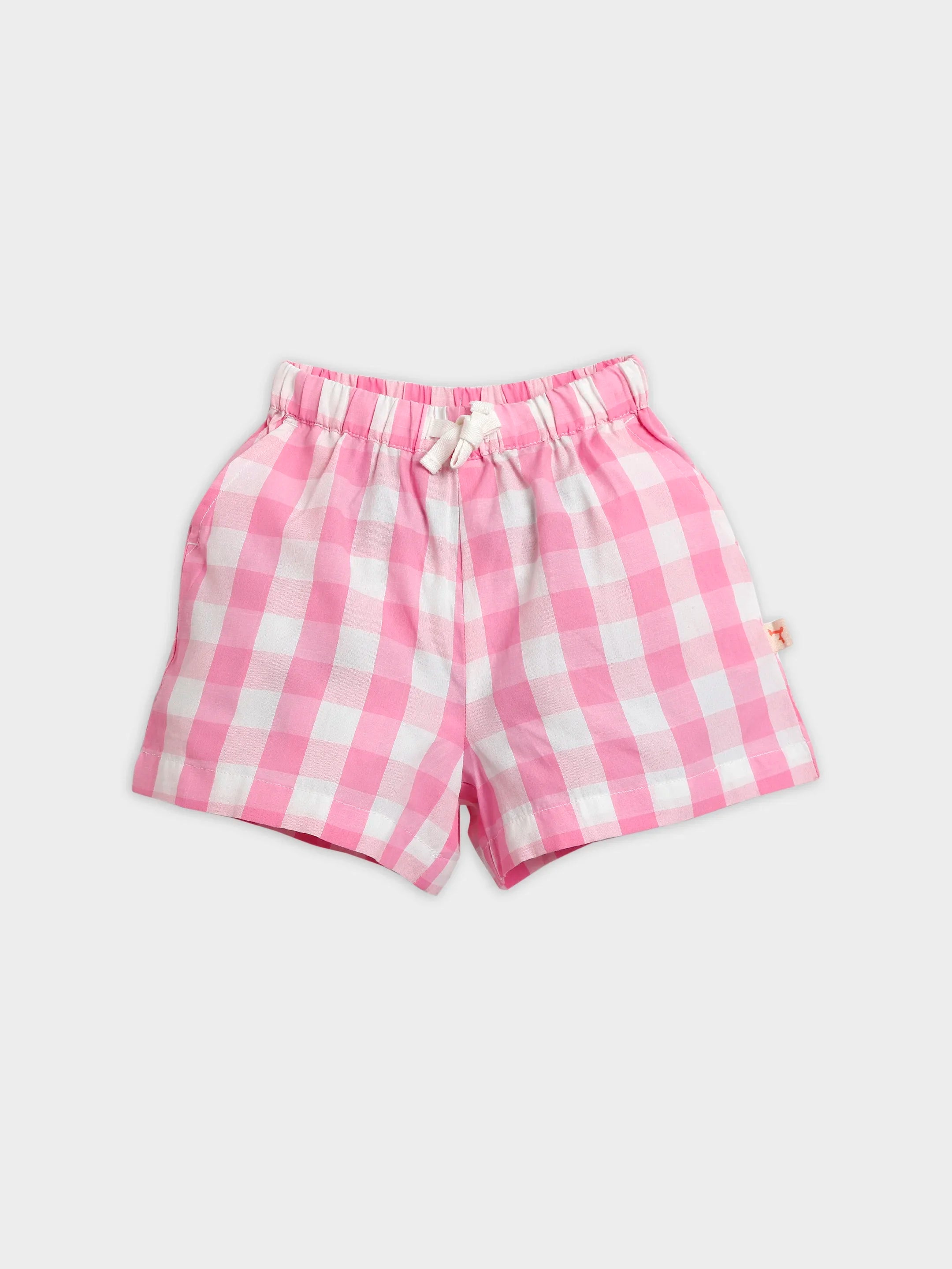 Snooze Pink Tee & Gingham Shorts Set