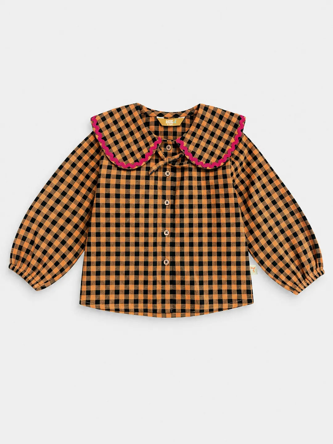 Gingham Scallop Neck Top