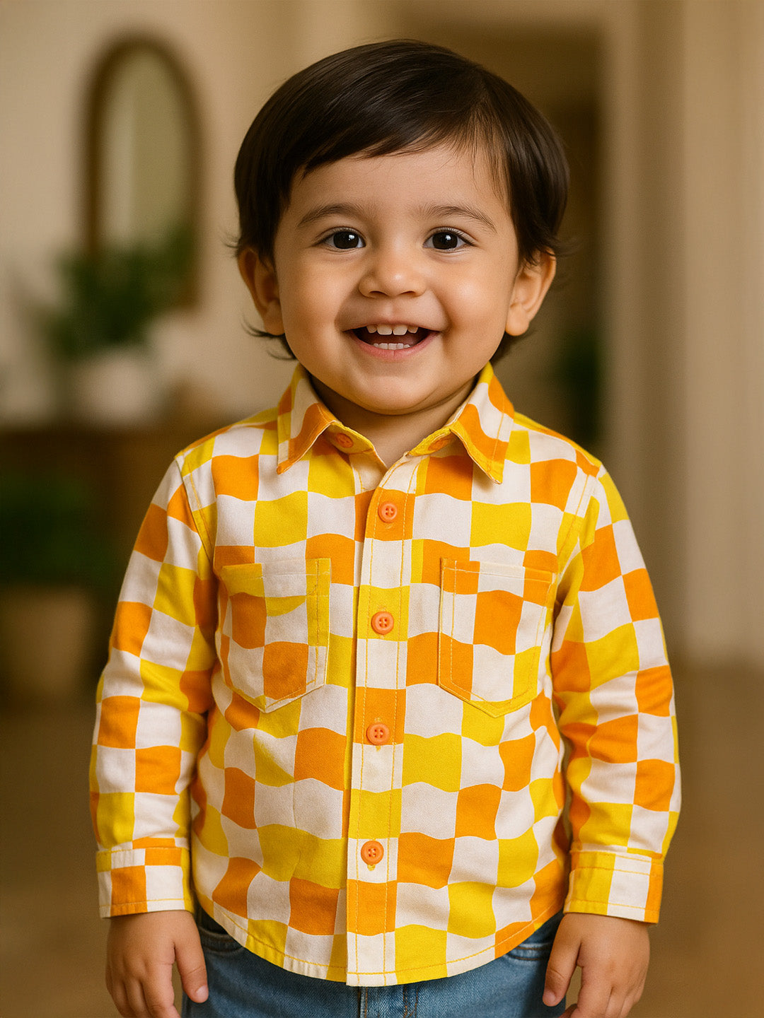Citrus Checked Cotton Shirt