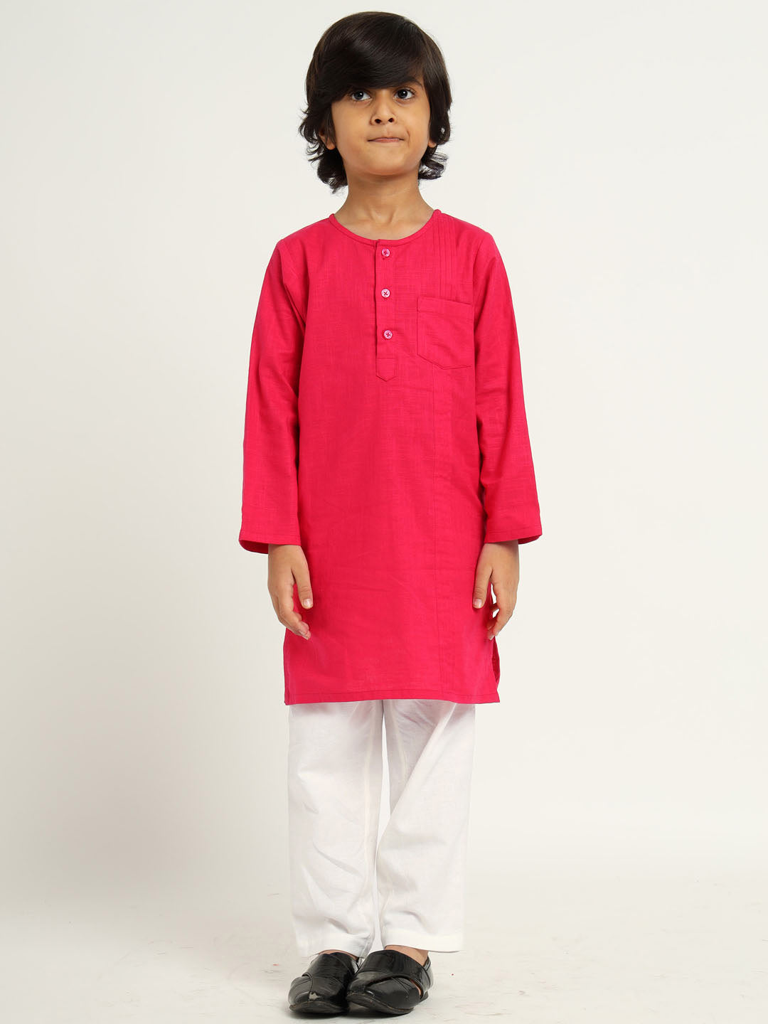 Pink Hibiscus Kurta Set With Jacket