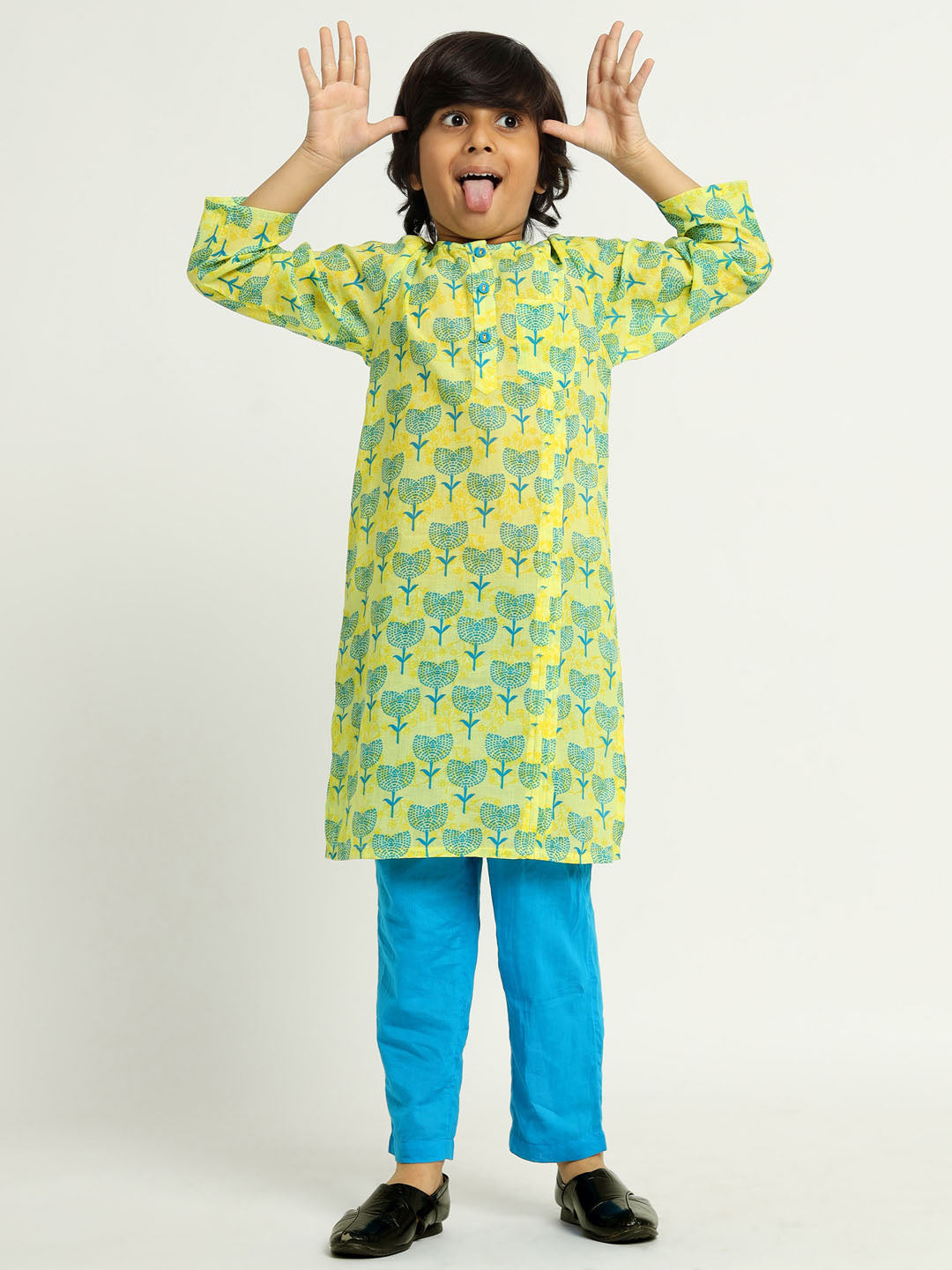 Blue Flower Kurta Set