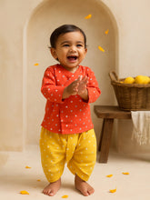 Printed Bandhani Wrap Kurta Dhoti Set