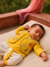 Yellow Quilted Jacket - Kurta Dhoti Set