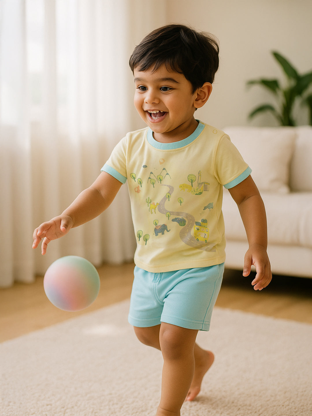 Travel Time Cotton Tee & Shorts Set