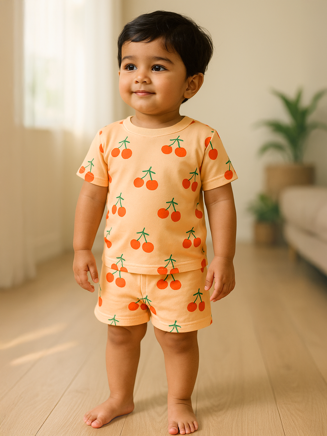 Cherry Cotton Tee & Shorts Set