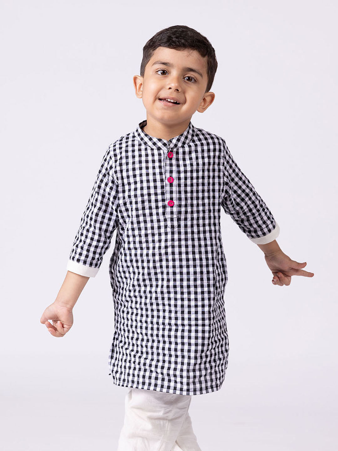 Black Gingham Kurta