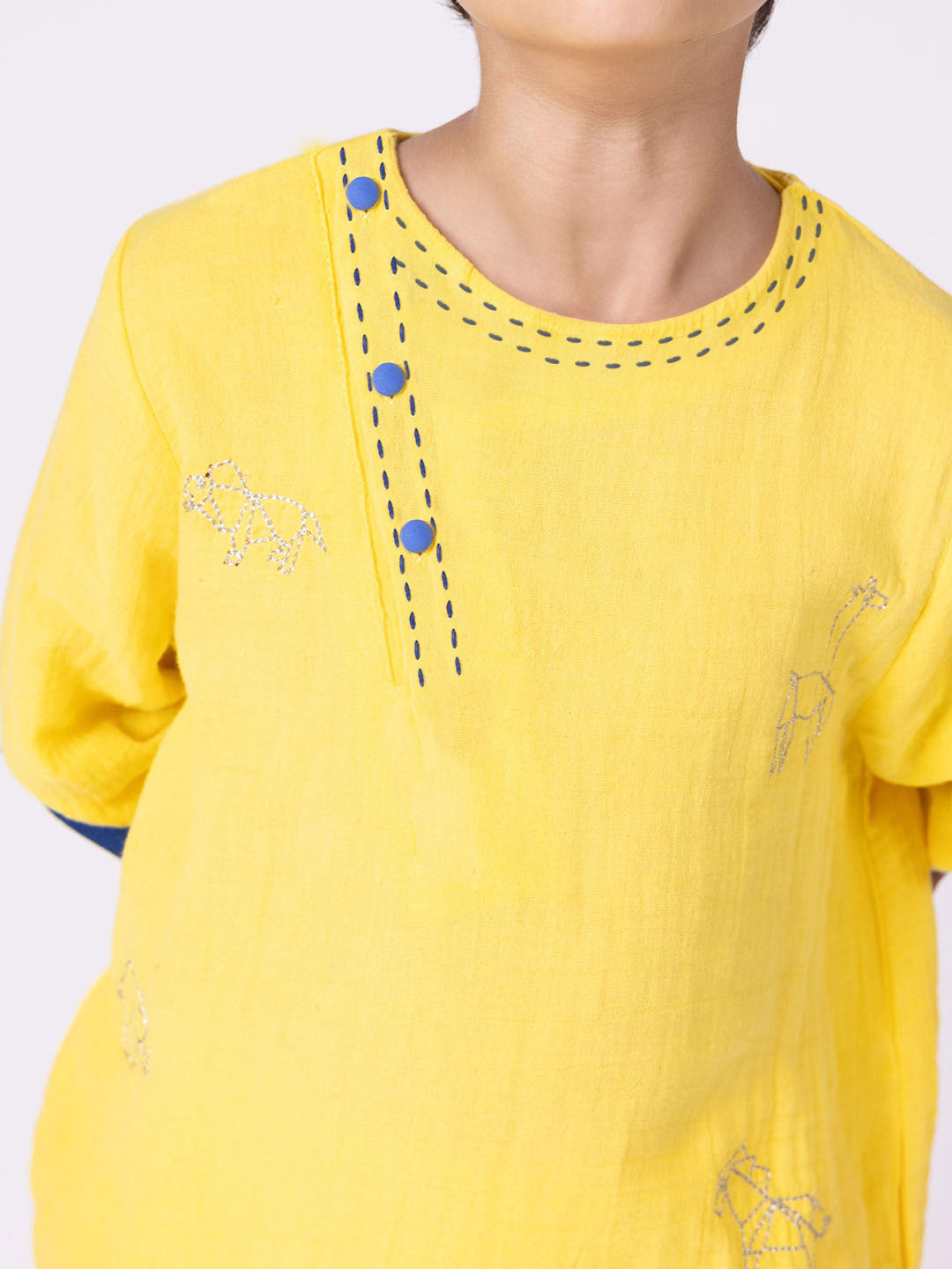 Happy Animal Yellow Kurta