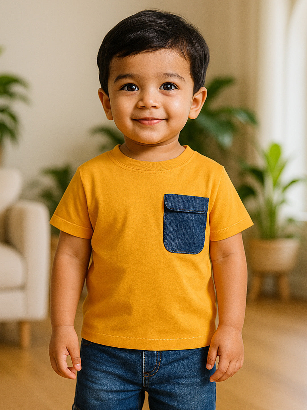 Tangerine Flap Pocket Cotton Tee