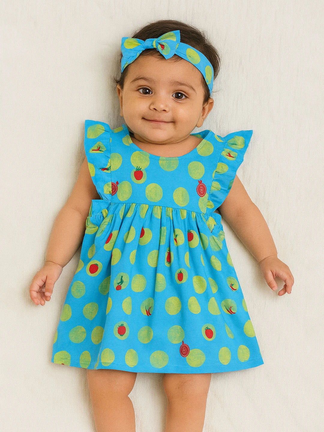 Printed Cotton Dress with Headband