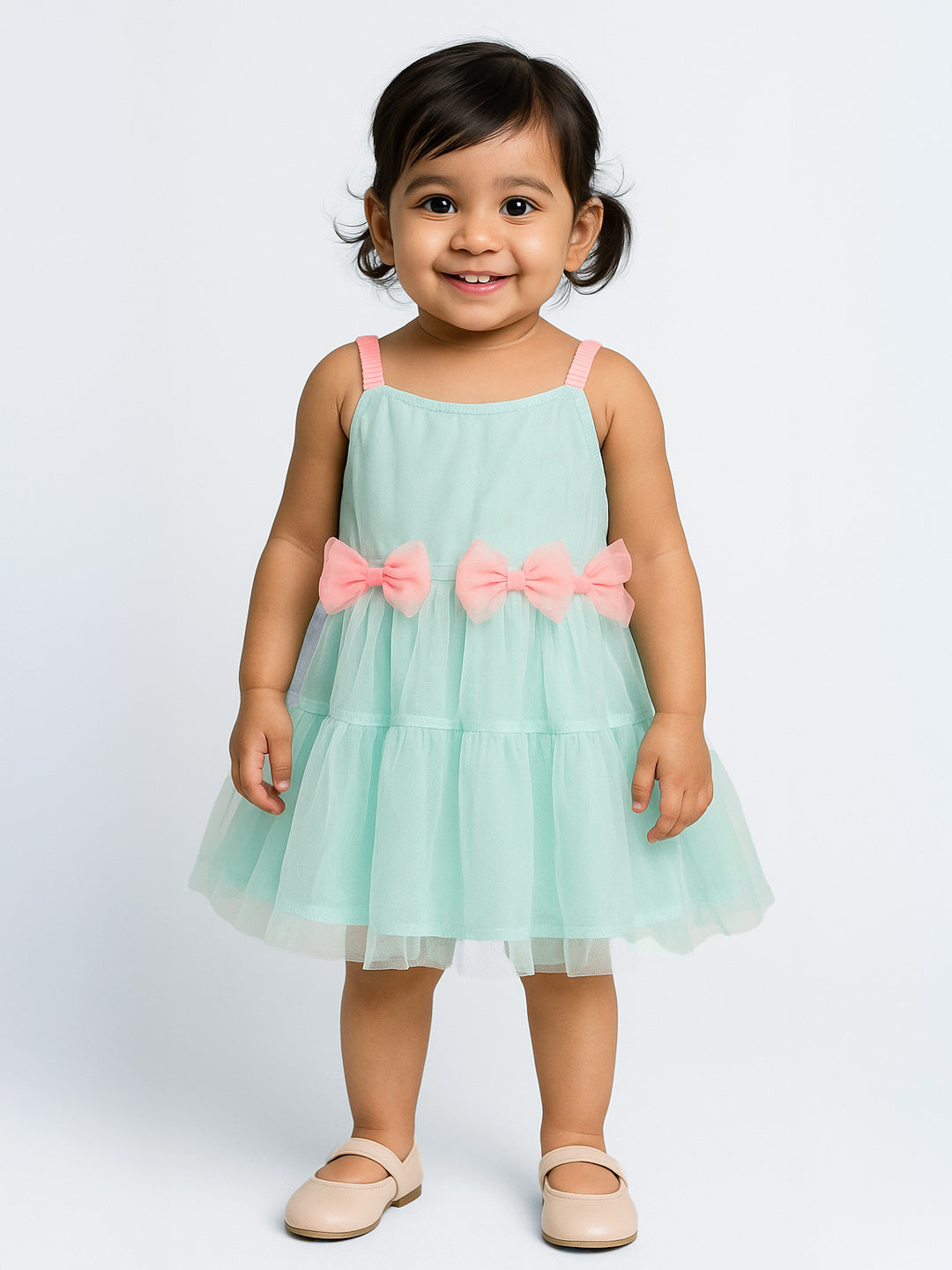Bows Flounce Tulle Dress