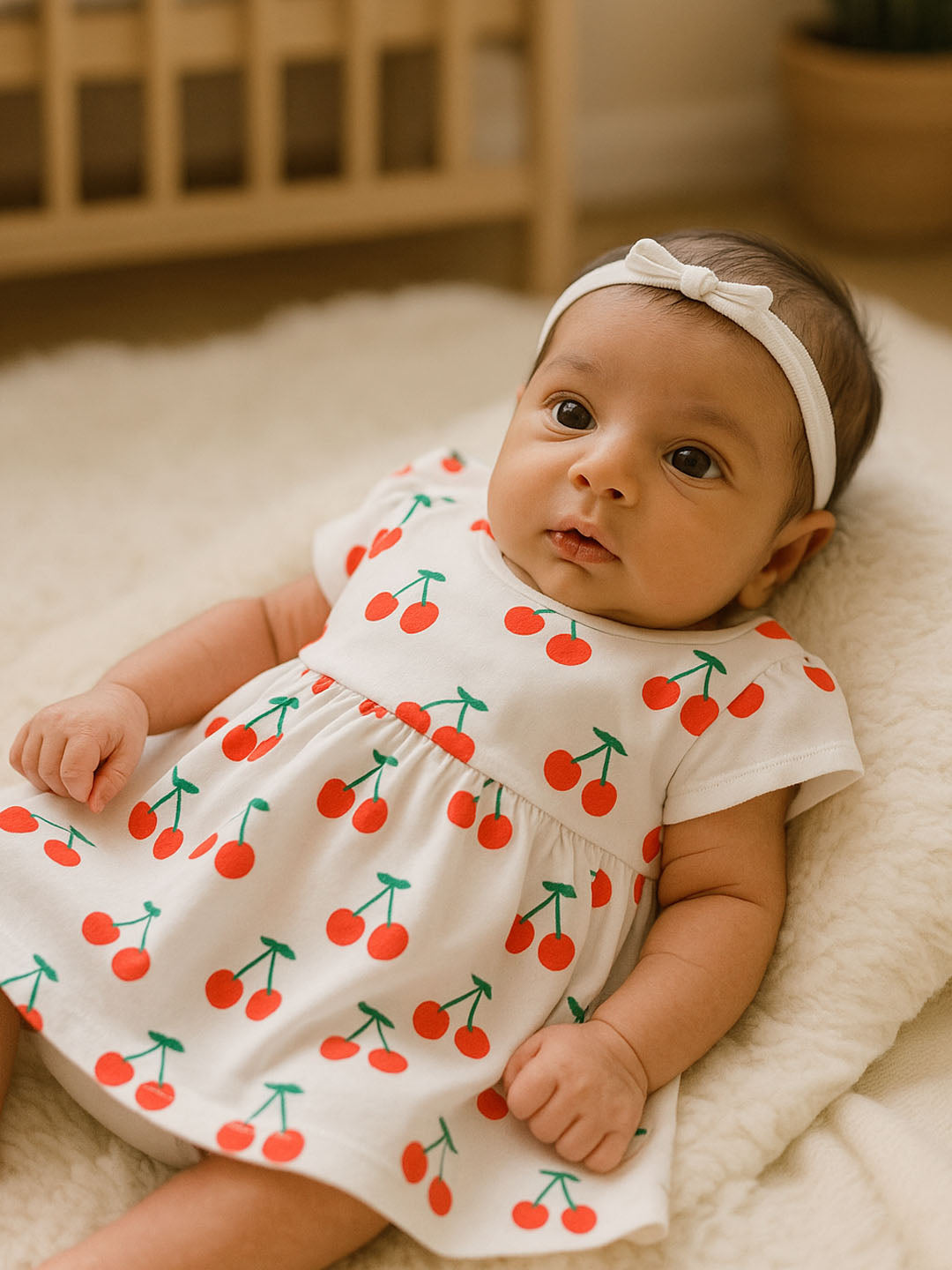 Happy Cherry Cotton A-Line Dress