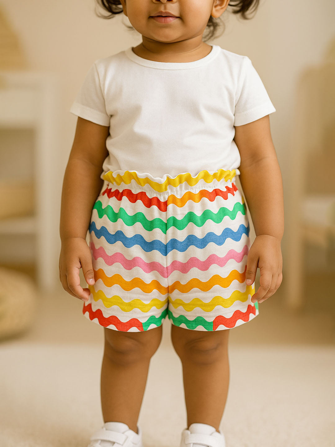 Zig Zag Line Cotton Shorts