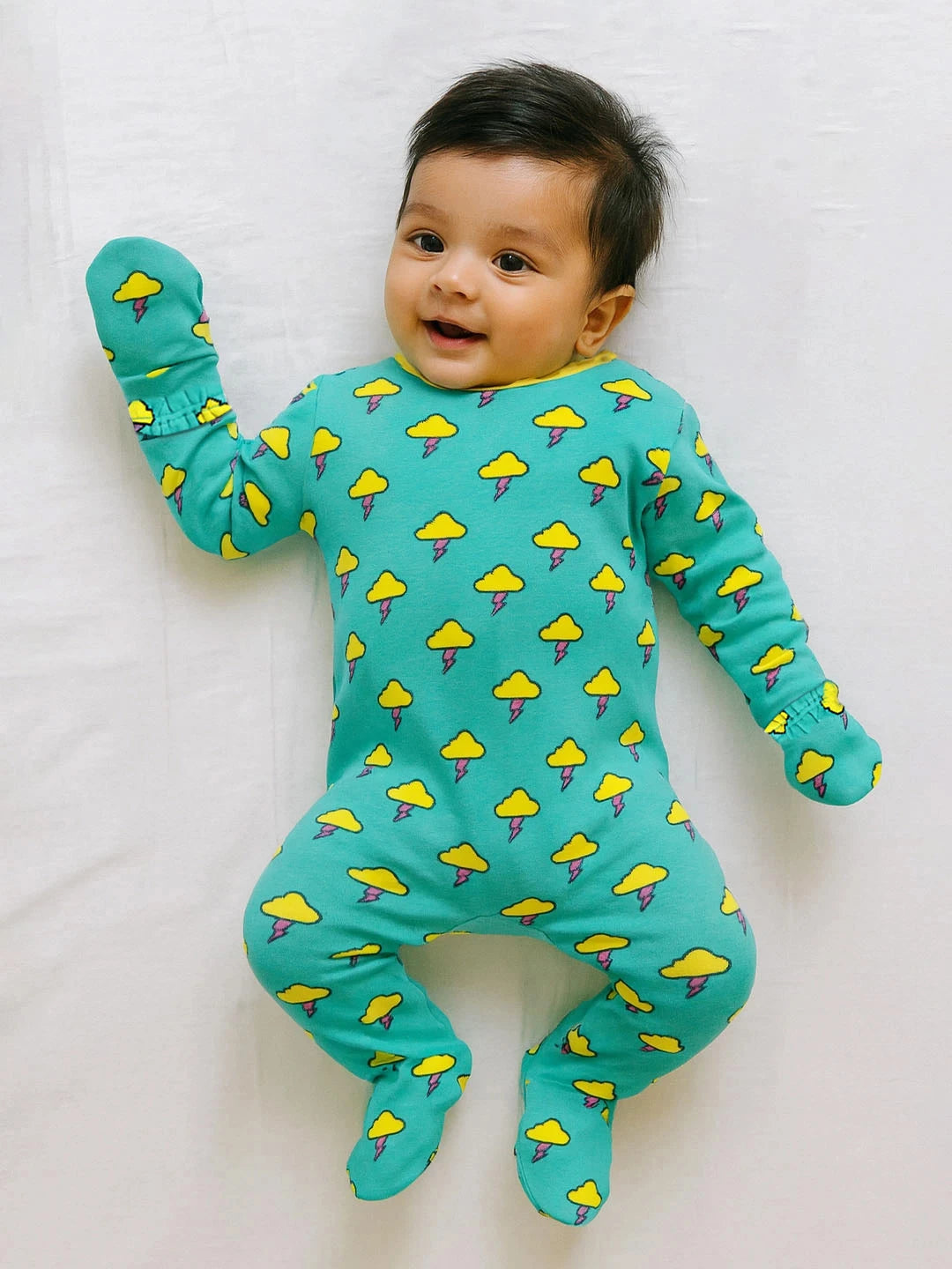 Thunder Cloud Printed Cotton Sleepsuit