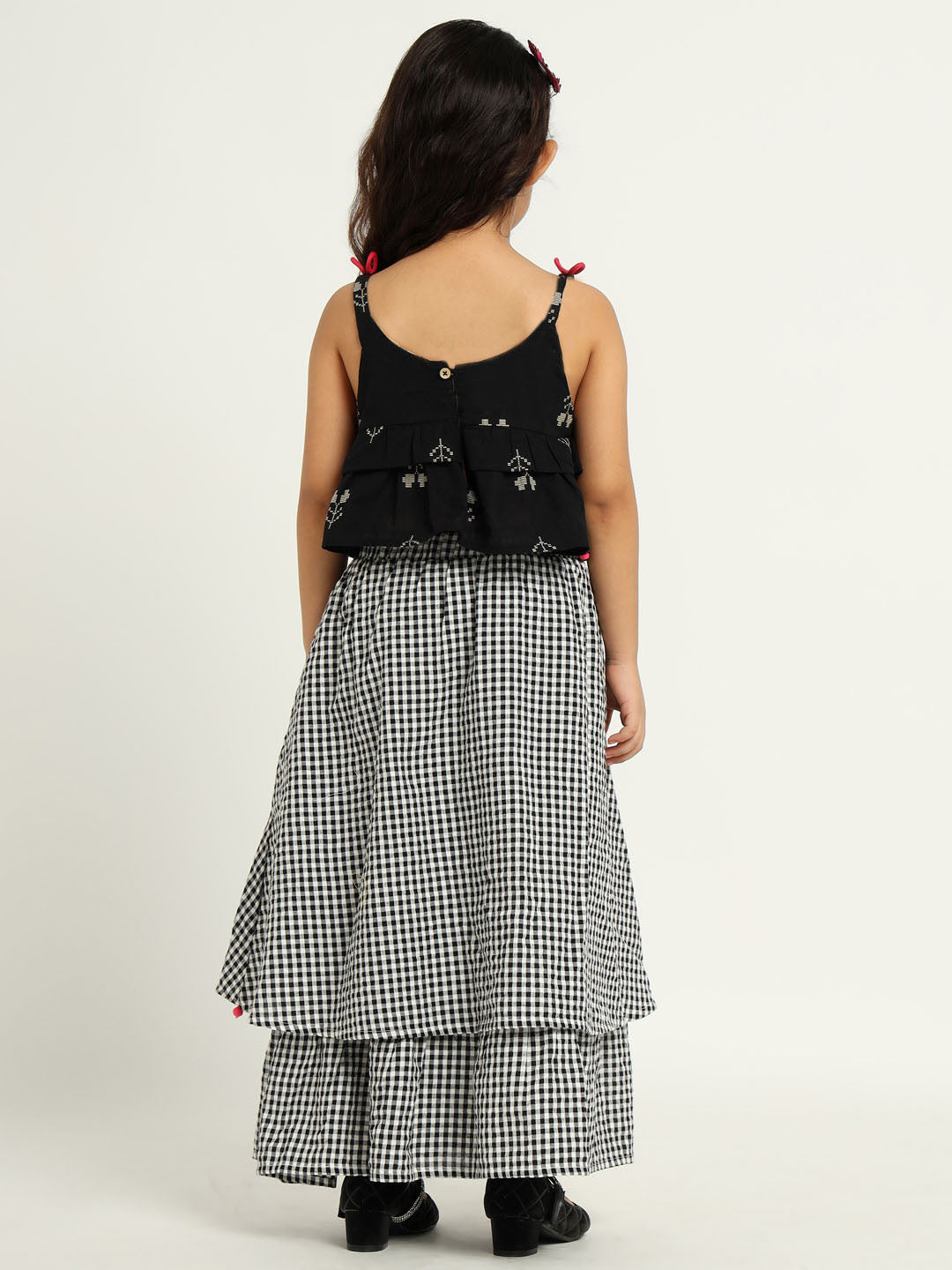 Black Gingham Skirt with Tulip Top