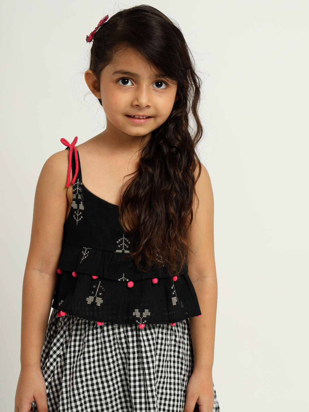 Black Gingham Skirt with Tulip Top