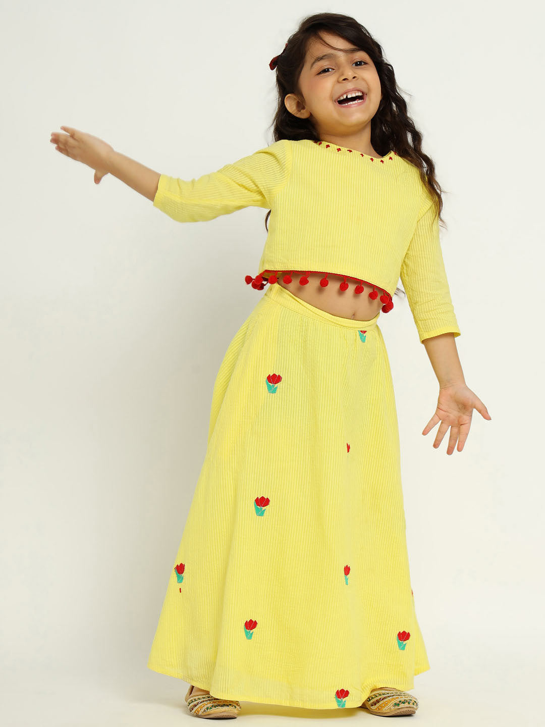 Yellow Tulip Top & Skirt Set